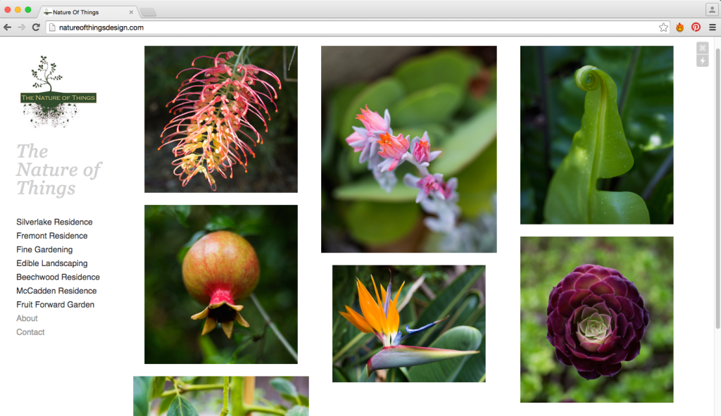 Homepage screen @ natureofthingsdesign.com